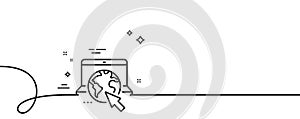 Internet line icon. Online web service sign. Continuous line with curl. Vector