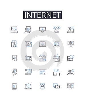 Internet line icons collection. World Wide Web, Cyberspace, Net, Web, Online, Information Superhighway, Digital realm photo