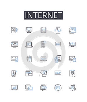 Internet line icons collection. World Wide Web, Cyberspace, Net, Web, Online, Information Superhighway, Digital realm photo