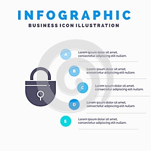 Internet, Lock, Locked, Security Solid Icon Infographics 5 Steps Presentation Background