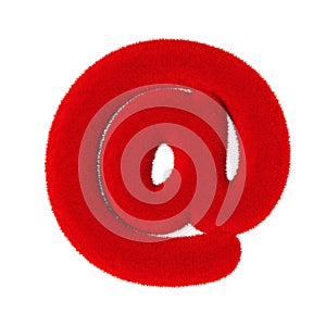 Internet Mail E-mail Sign as Red Fur. 3d Rendering