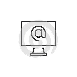 Internet mail monitor line icon