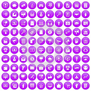 100 internet marketing icons set purple