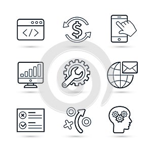 Internet Marketing and seo icon pack. Vector illustration