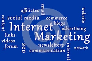 Internet Marketing written on blue background