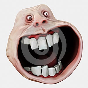 Internet meme Surprised Forever Alone Guy. Rage face. 3D illustration