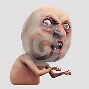 Internet meme Why You No. Rage face 3d illustration photo