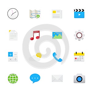 Internet and Mobile Application Icons. Vector Illustration Icons Flat Style.