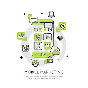 Internet Mobile Marketing and Promotion Process Sending Letters to Users, Shopping, E-commerce