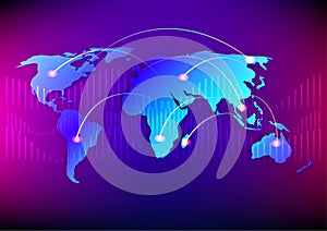 Internet network communication wireless global ecommerce abstract background vector illustration