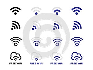 Internet network free Wifi connection icon set