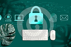 Internet network security concept with a computer keyboard