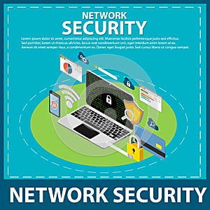 Internet and Network Security isometric icon