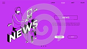 Internet news landing page colorful vector template