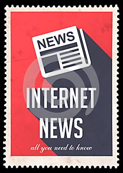 Internet News on Red in Flat Design.