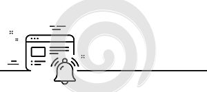 Internet notification line icon. Alarm reminder sign. Minimal line pattern banner. Vector