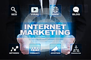 Internet online, digital marketing concept. SEO. Business and technology.