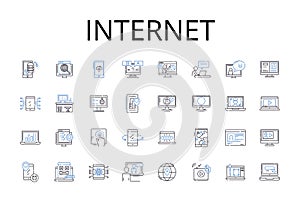 Internet line icons collection. World Wide Web, Cyberspace, Net, Web, Online, Information Superhighway, Digital realm photo