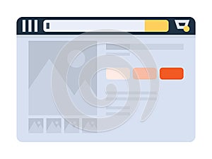 Internet page in flat icon concept. Modern browser window design. Vector illustration pixel perfect are created on pixel grid 64 x