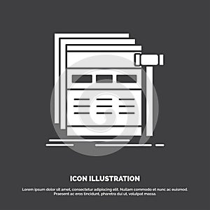 Internet, page, web, webpage, wireframe Icon. glyph vector symbol for UI and UX, website or mobile application