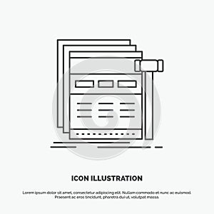Internet, page, web, webpage, wireframe Icon. Line vector gray symbol for UI and UX, website or mobile application