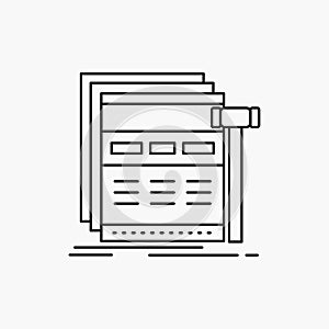 Internet, page, web, webpage, wireframe Line Icon. Vector isolated illustration