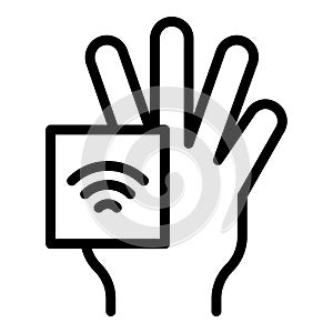 Internet palm recognition icon outline vector. Biometric scan