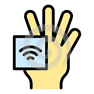 Internet palm recognition icon vector flat