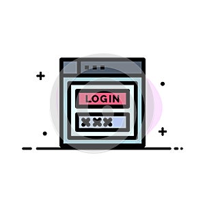 Internet, Password, Shield, Web Security,  Business Flat Line Filled Icon Vector Banner Template