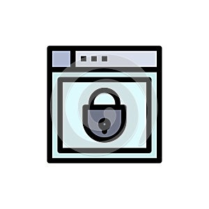 Internet, Password, Shield, Web Security,  Flat Color Icon. Vector icon banner Template