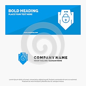 Internet, Password, Shield, Web Security, SOlid Icon Website Banner and Business Logo Template