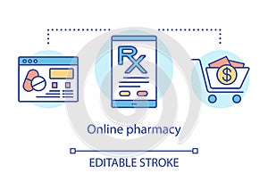 Internet pharmacy concept icon. Online pharmacist service idea thin line illustration. Internet drugstore app. Ordering