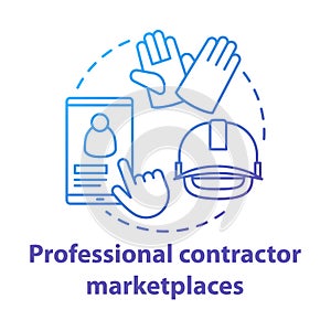 Internet professional contractor marketplaces concept icon. Residential construction and repair service idea thin line