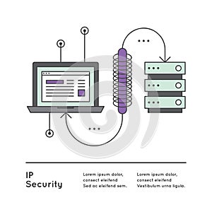Internet Protocol Security or IPsec Connection between Computer and Server photo