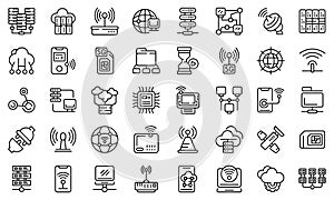 Internet provider icons set, outline style