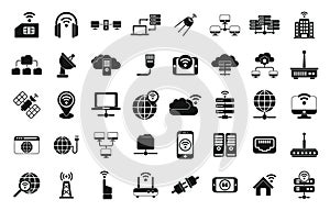 Internet provider icons set simple vector. Host service