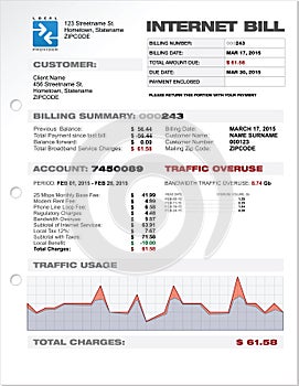 Internet Provider ISP Expenses Bill Document Template photo