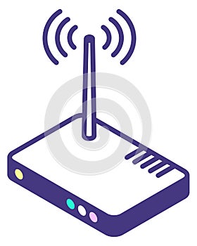 Internet router icon. Wireless modem isometric symbol