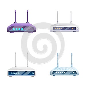 Internet router icons set cartoon vector. Wireless wi fi router