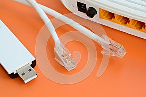 Internet router, portable USB wi-fi adapter and internet cable p