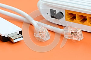 Internet router, portable USB wi-fi adapter and internet cable p