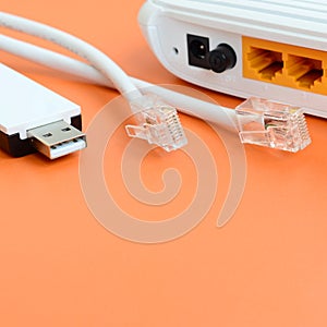 Internet router, portable USB wi-fi adapter and internet cable p