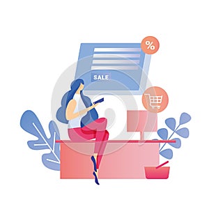 Internet Sale Searching Payment Trade Flat Banner