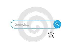 Internet search frame with pointer isolated vector web element. Web site icon. Concept website template. Bar menu design
