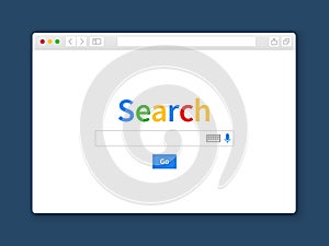 Internet search window. Browser search engine computer screen shape row web page engine blank tab website