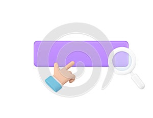 Internet searching bar window web site address business man hand cursor 3d icon realistic vector