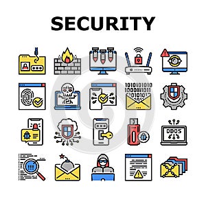 Internet Security Collection Icons Set Vector