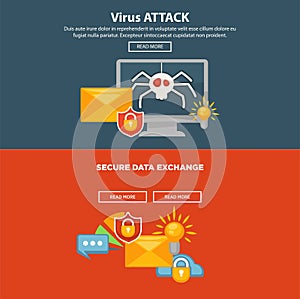 Internet security and computer malware protection vector web site templates