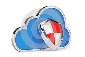 Internet Security Concept. 3d Cloud with Protection Shield