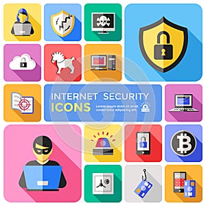Internet Security Decorative Flat Icons Set